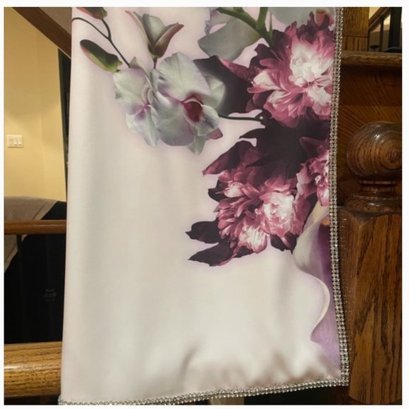 Ted Baker Amiro Embellished Pink Black Floral Print Sheath Dress size 2 nwot - Picture 15 of 16